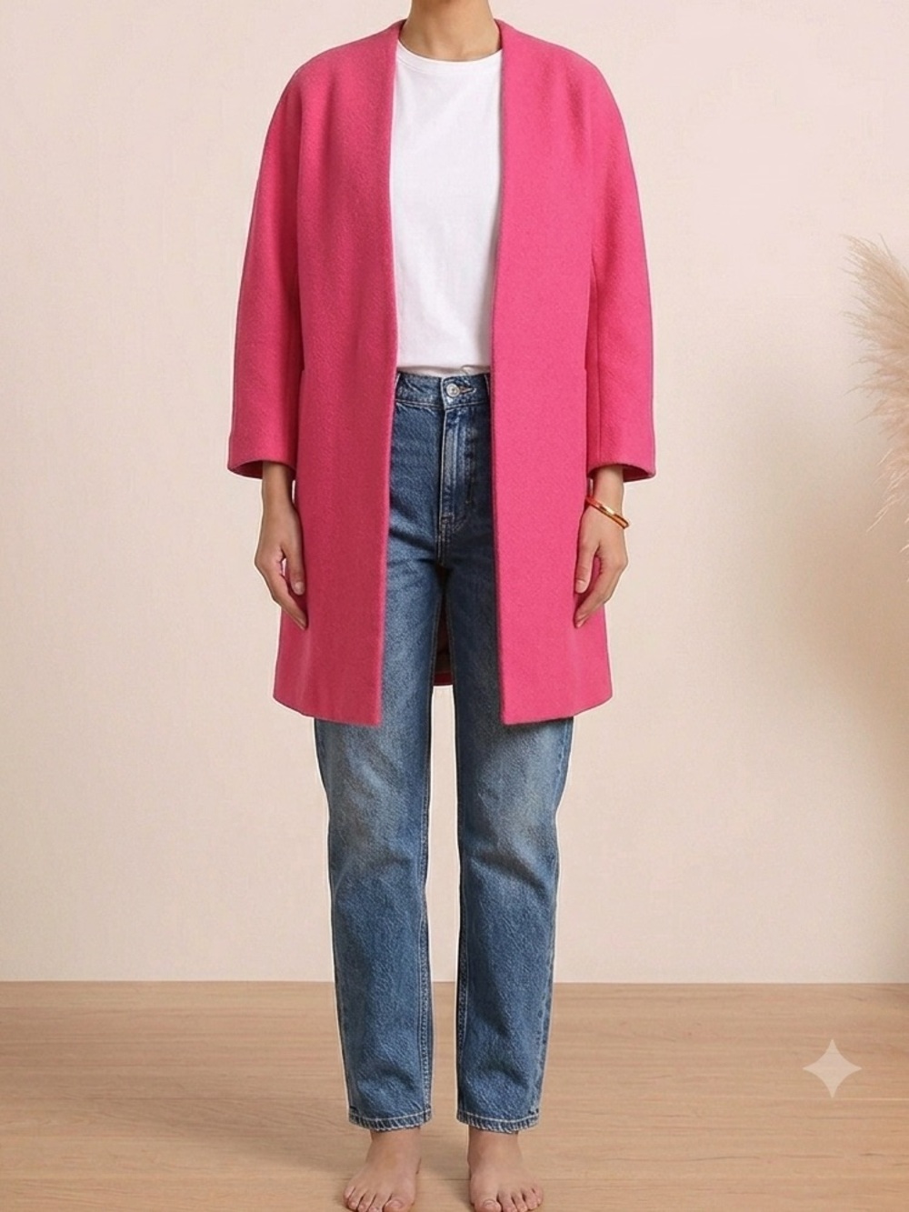Zara Hot Pink Open-Front Trench Coat